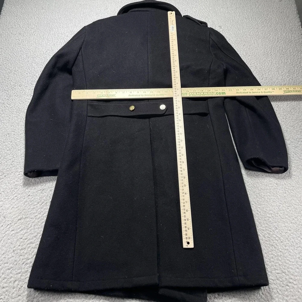 Vintage USN Coat Mens 40 Black Wool Double Breasted Anchor Buttons Overcoat USA